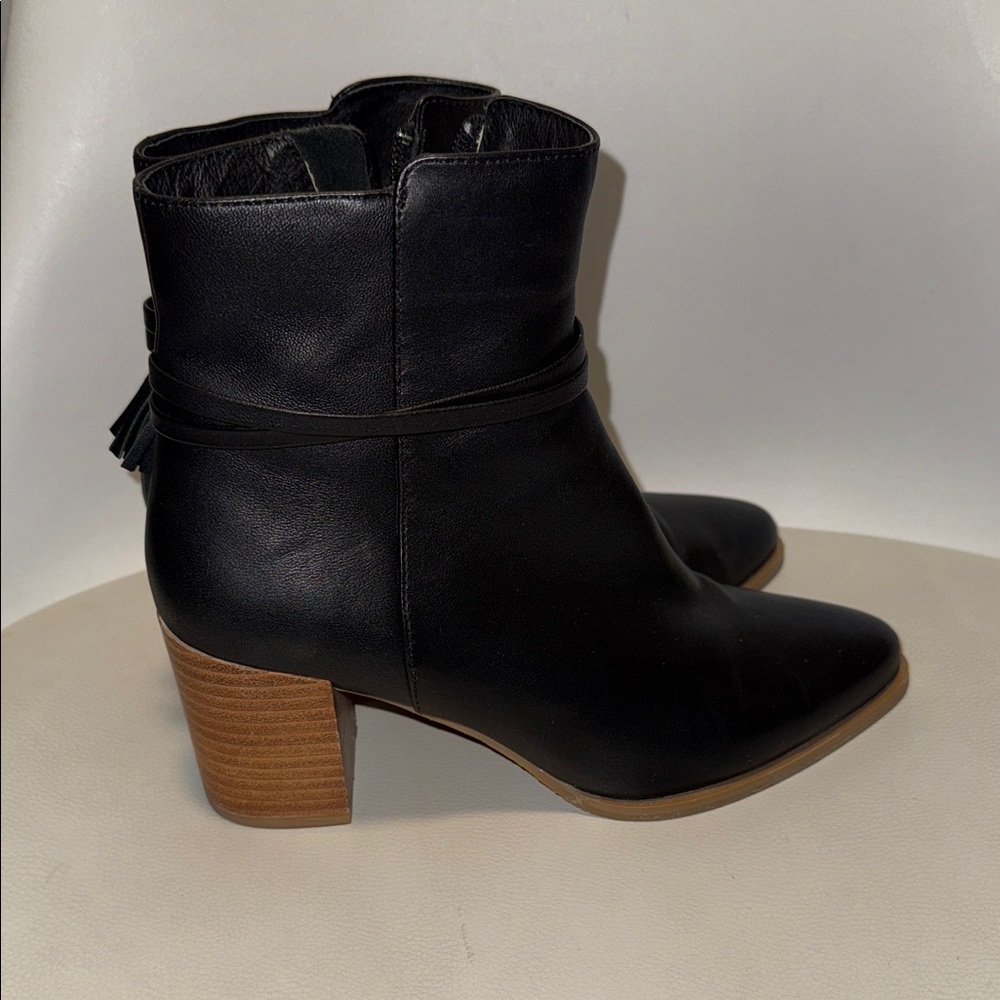 Jack Rogers Black Ankle Boots with Brown Heel